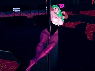 Morrigan Performs Full Table Dance In Halloween Special On Sheer Fabric At Fantasyking3