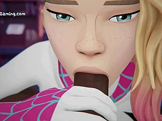 Spidey Sex: Gwen Stacy Bent Over for Miles' Big Cock Creampie in 3D