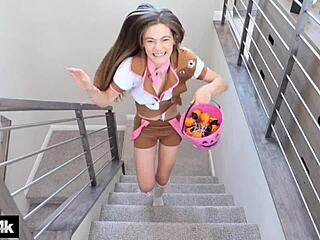 Petite girl scout gets pumzied by a big cock