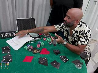 Cuckold husband loses card game, wife Bruna Santos pays with DAP DP and piss from 5 guys 😱