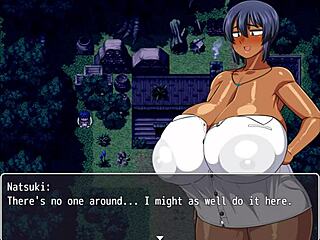 Tanned Natsuki's Striptease for Weird Guy in Hentai Game