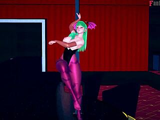 Morrigan Performs Full Table Dance In Halloween Special On Sheer Fabric At Fantasyking3