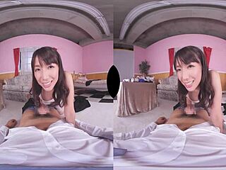 Beautiful Asian wife gets pregnant after a hot blowjob and creampie in VR sex