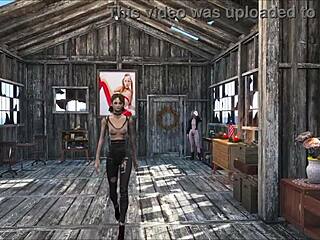 Beautiful brunette in fashion in a hot threesome in Fallout 4