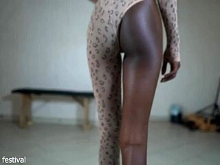 Skinny black beauty flaunts her narrow ass and tits