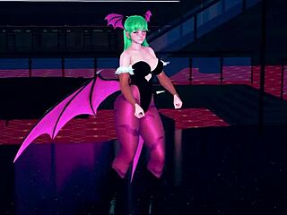 Morrigan Performs Full Table Dance In Halloween Special On Sheer Fabric At Fantasyking3