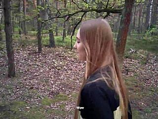 Beautiful college girl gets bodybuilder’s cum after a hot blowjob in the woods