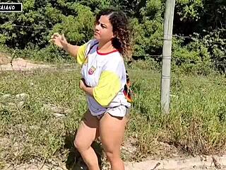 thick latina chick gets her ass licked by big black cock guy on street