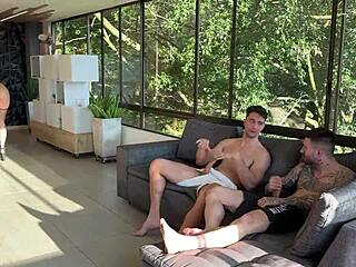Slutty maid catches us jacking off and spanks us