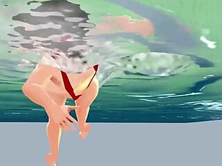Anime Girl Swims In Micro Bikini