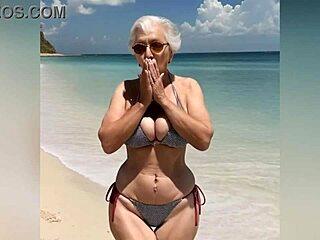 Old and young Granny in sexy bikini, dirty talk