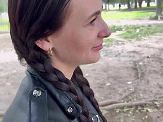 Small tits teen gets fucked in public and at home
