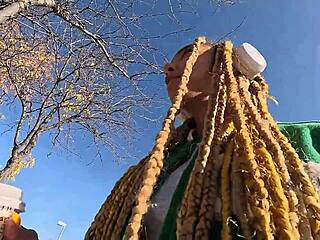 Ebony Luna Black Spots Me on Street for Rough Public Sex