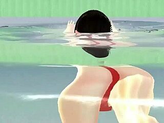 Anime Girl Swims In Micro Bikini