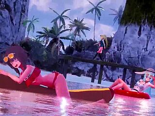Konosuba girls in bronze bikini in 3D SFM anime porn