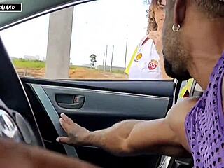 thick latina chick gets her ass licked by big black cock guy on street