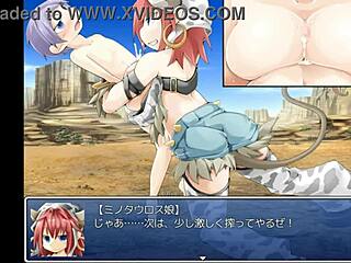 Minotaur girl with big tits says, Fuck me hard in this hentai game.