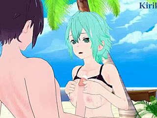 3D animated Asuna and Yuuki in intense hentai action