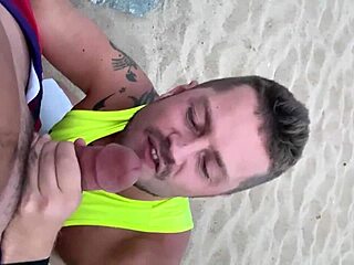 Two Gay Men Engage In Public Blowjob On Beach