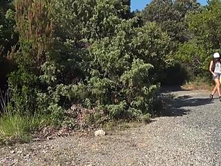 suzie q goes outdoor with toys for squirting masturbation session.