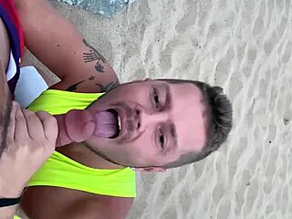 Two Gay Men Engage In Public Blowjob On Beach
