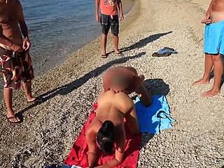 Public asshole stuffed with cum in wild group scene