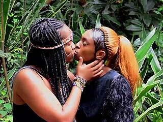 Horny ebony MILF gets her pussy licked by a slutty teen