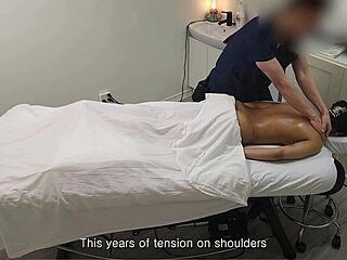 Skinny teen Sarah gets her first amateur massage