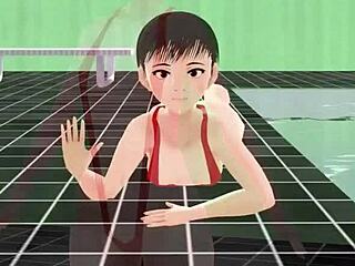 Anime Girl Swims In Micro Bikini