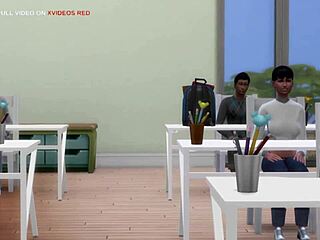 Sailor moon cheats with two classmates in 3D cartoon