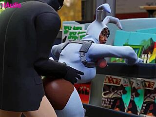 Oh wow, henchman pounds bunny brawler's pussy in standing doggystyle!
