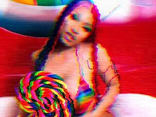Nicki Minaj shows off big tits in horny nude ebony solo action