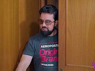 stepfather hides and watches stepdaughter looking hot. then fucks her hard she loves his big cock.