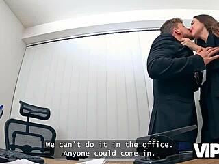 European Wife Fucks Hubby's Colleagues In Office