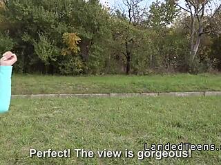 Nose pierced teenage hitchhiker has rough public sex in this POV video
