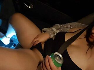 Public outdoor sex in a car with squirting orgasms and a big ass