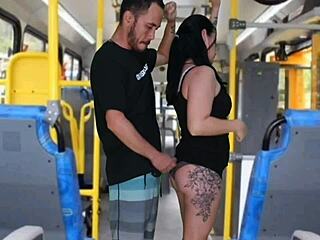 Damn! Brunette Flashes Big Ass on Bus for Public Cum Shot!