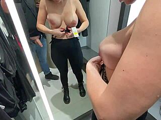 Public shop slut gets a free blowjob from a stranger