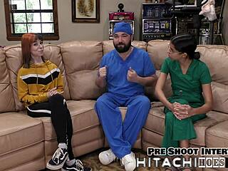 Ditria Rose moans during hitachi orgasm with pierced nipples