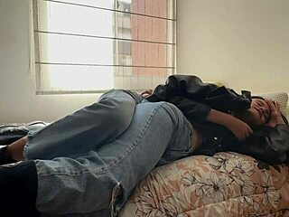 Leather-clad pals explore bisexual fun in dorm
