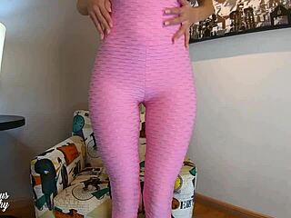 Hot Latina gets pumzied in leggings after a steamy workout