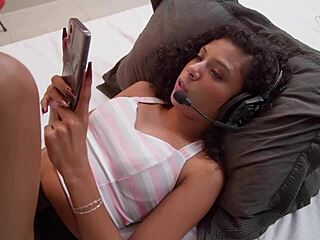 young latina girl earning money for her sugar daddy, bent over with small tits