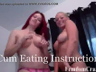 POV maledom scene with chastity and cum eating instruction