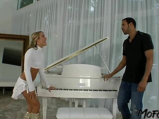 Horny Mother-in-Law Licks Cock Sloppily, Gets Cum on Small Tits!