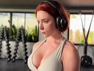 Fitness babe gets buttplug and rough anal in public gym