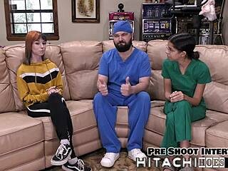 Lesbian experiences mandatory hitachi orgasms in pov backstage. Ditria Rose moans loudly 😍