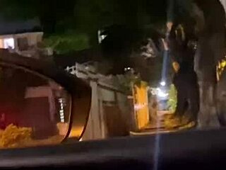 Swallowing a stranger’s cock on the public road, insane! 😜