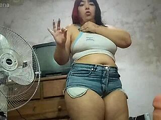 Busty aunt helps with small penis with femdom and handjob