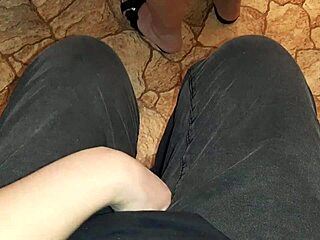 secretly masturbating next to stepmom in kitchen for orgasm