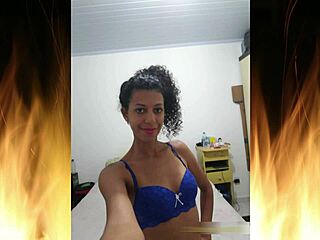 Beautiful brunette in blue lingerie, homemade video